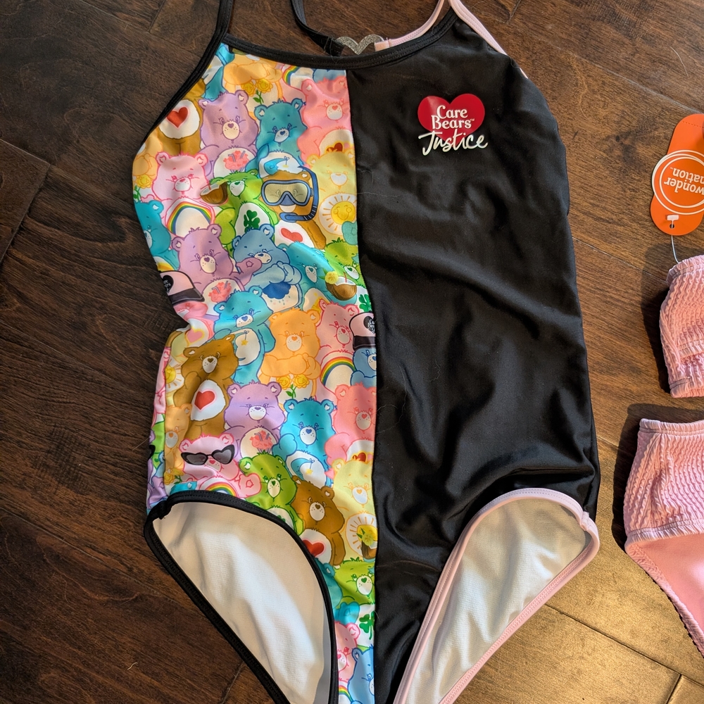 Justice Multicolor Care Bears Swimsuit